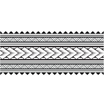 Polynesian Maori Tattoo tribal pattern bracelet, polynesian ornamental border design seamless vector