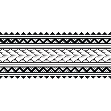 Polynesian design tribal tattoo border. Tribal design ethnic maori band.Tattoo  ribbon sleeve bracelet. Fabric seamless isolated hawaiian pattern on white background.