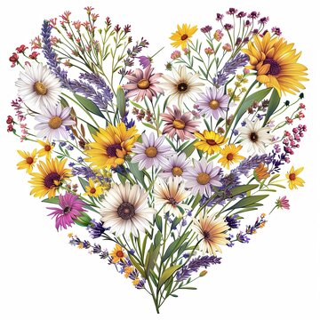flores silvestres formando un coraz&oacute;n 