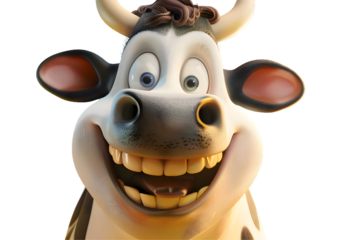 Close-up of a Cartoon Cow with a Wide Smile