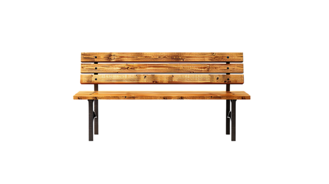 Wooden bench isolated on transparent background