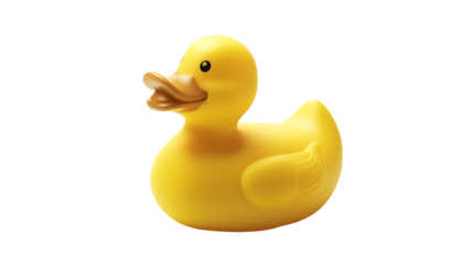 Yellow rubber duck isolated on transparent background