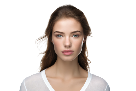 Innocent Beauty: Portrait of a Young Girl Isolated on Transparent Background