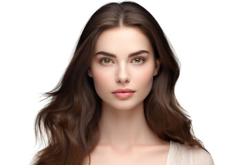 Fototapeta premium Portrait of a Smiling Girl with Long Hair Isolated on Transparent Background