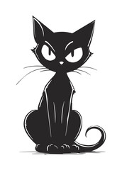 Halloween banner with black cat illustration