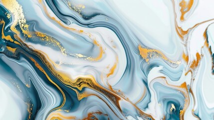 A fluid abstract background with marbled patterns in blue, gold, and white.