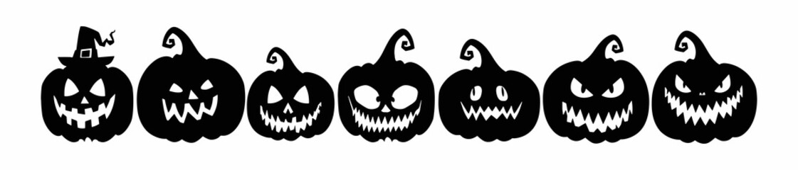 Halloween banner with tradition symbols. Autumn pumpkins illustration