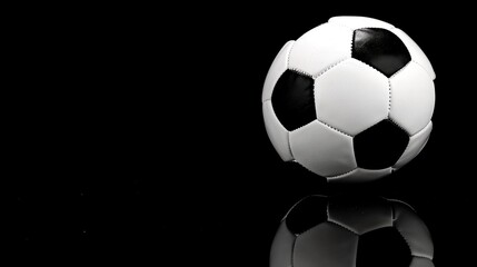 Fototapeta premium Soccer Ball on Black Background with Reflection 