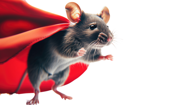 Mouse super hero on a transparent background - Powered by Adobe