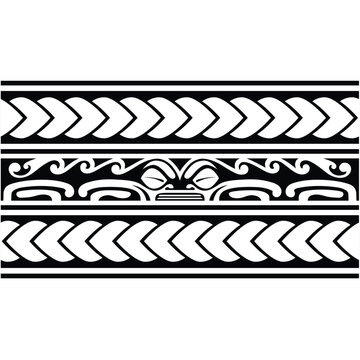 Polynesian Maori Tattoo tribal pattern bracelet, polynesian ornamental border design seamless vector