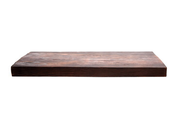 Rustic wooden chopping or serving board isolated on a white background. Natural kitchen accessory