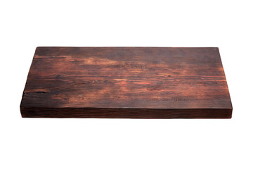 Rustic wooden chopping or serving board isolated on a white background. Natural kitchen accessory