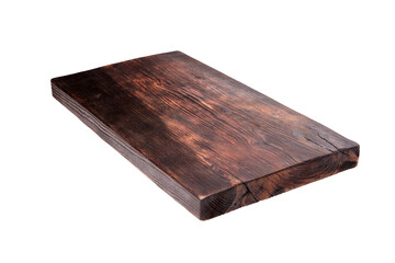 Rustic wooden chopping or serving board isolated on a white background. Natural kitchen accessory