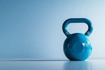A Blue Kettlebell Against A Serene Sky Background