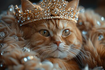 Rich successful luxury cat with diamond jewel high value.
