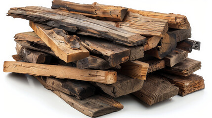 Stack Of Wood. Stack of wood scrap isolated on white background, wood, timbering, plank, material. Generative AI.