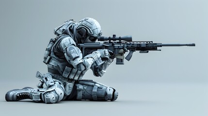 Fototapeta premium Rugged Military Sniper with Precision Aim and Tactical Gear