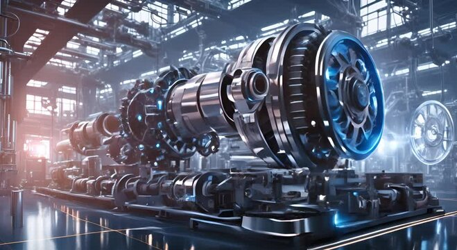 Metal machine with gears and parts. Automotive technology concept