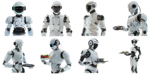 Chef robot AI assistant png isolated object set transparent background for all purpose.