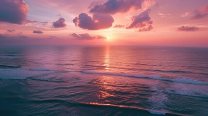 Obraz premium Aerial view sunset sky Nature beautiful Light Sunset or sunrise over sea 