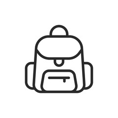 Backpack, linear style icon. School or hiking backpack with multiple compartments. Editable stroke width.