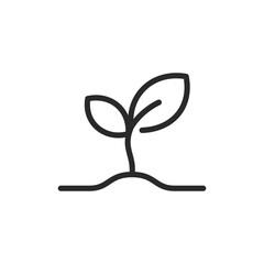 Seedling, linear style icon. A young plant sprouting from the ground, growth and agriculture. Editable stroke width.