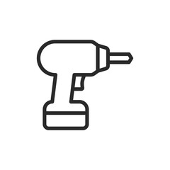 Cordless drill, linear style icon. Cordless drill for convenient construction and repair tasks. Editable stroke width.