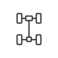 Car chassis, linear style icon. frame or chassis of a vehicle. Editable stroke width.