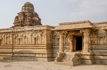 beautiful and magnificent Lord Shri Krishna Temple, Medieval sandstone architecture at Hampi, Karnataka, India, Asia.