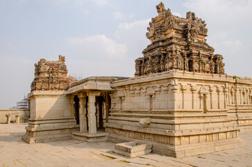 Naklejka premium beautiful and magnificent Lord Shri Krishna Temple, Medieval sandstone architecture at Hampi, Karnataka, India, Asia.