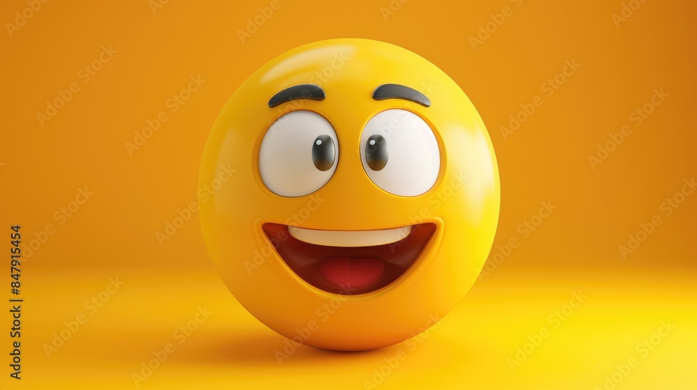 Canvas Prints Illustration of a cartoon cartoon emoji with a yellow round face featuring an upside down smile