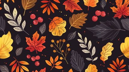 autumn leaves seamless pattern