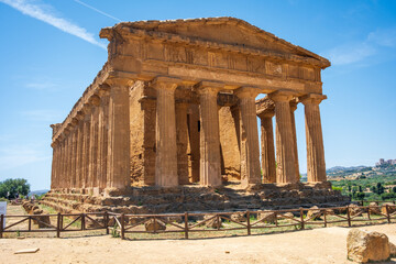 The Valle dei Templi, or Valley of the Temples, is an archaeological site in Agrigento, Sicily Italy 