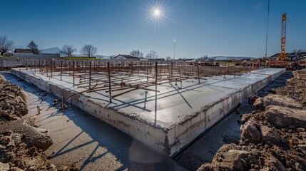 concrete foundation being poured with rebar visible, ready for the next phase of construction