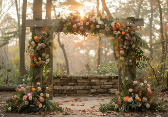 Maternity backdrop, wedding backdrop, photography background with delicate flowers in enchanted garden.