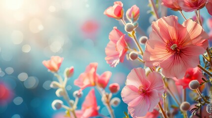 Pink flowers nature backdrop