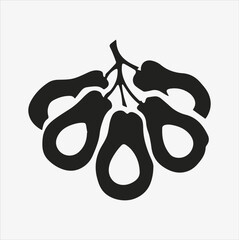 Avocado fruit silhouette vector artwork with white background.