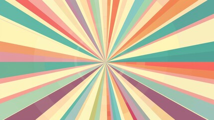 Abstract radial burst of multicolored lines converging to a center point. Dynamic and vibrant energy concept.