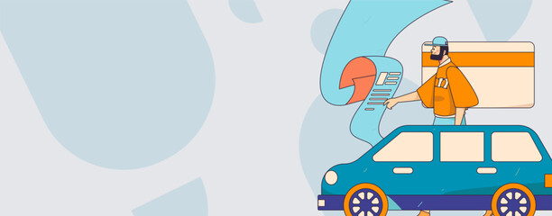 Buy insurance for car flat character vector concept operation illustration
