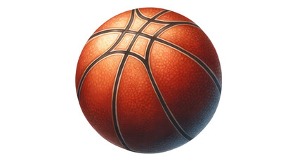 Fototapeta premium Watercolor illustration clipart of a single basketball isolated on transparent background