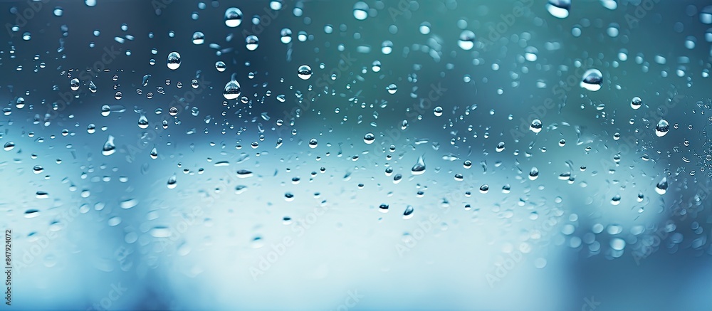 Aufkleber Texture of drops on glass cover with selective focus background. Creative banner. Copyspace image
