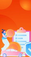 Buy insurance for car flat character vector concept operation illustration
