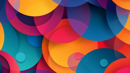 An abstract background with bold, overlapping circles in a rainbow of colors.