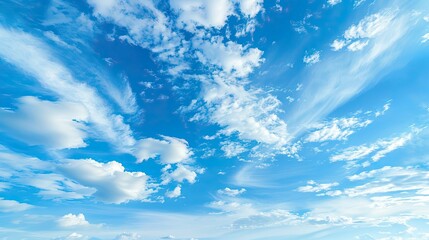 Blue sky background with tiny clouds. White Cloud scape and blue sky