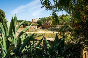 The Valle dei Templi, or Valley of the Temples, is an archaeological site in Agrigento, Sicily Italy 
