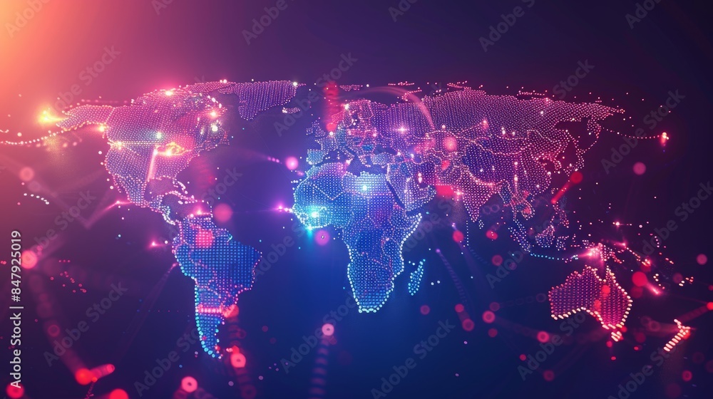 Aufkleber glowing world map with interconnected points