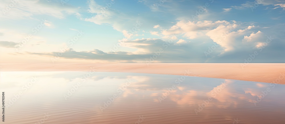 Poster sand with water reflection. Creative banner. Copyspace image