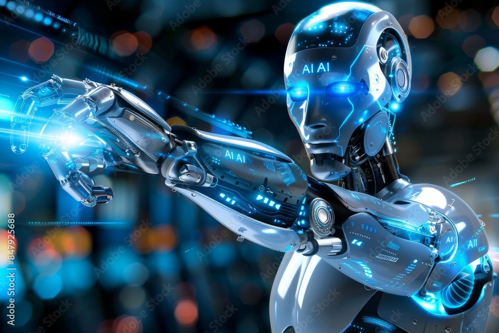 Aufkleber advanced robotic hand with intricate design, symbolizing ai precision and technological advancements