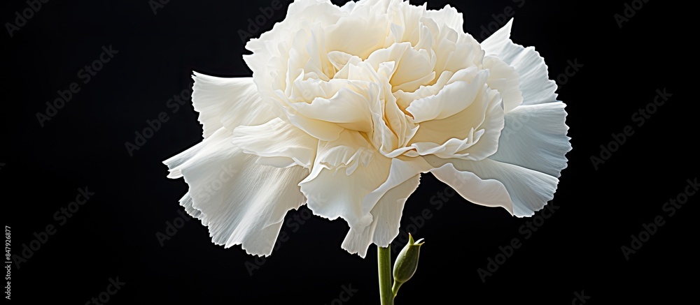 Poster clean softness of white carnation closeup for macro floral photo. creative banner. copyspace image