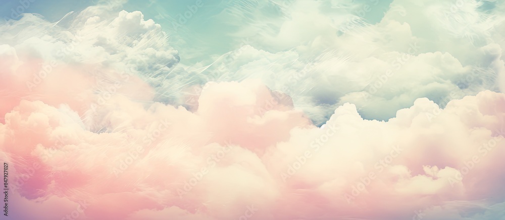 Aufkleber double exposure of cloud and sky of paper texture for background abstract postcard nature art pastel